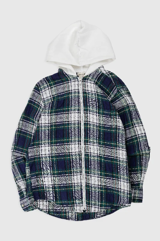 Unisex Rework Hooded Flannel - XS Hoodie with Cuffed Sleeves Snug Secure