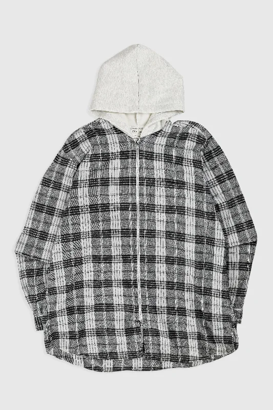 Unisex Rework Hooded Flannel - XXL Hoodie with Ribbed Hem Stretchable Secure