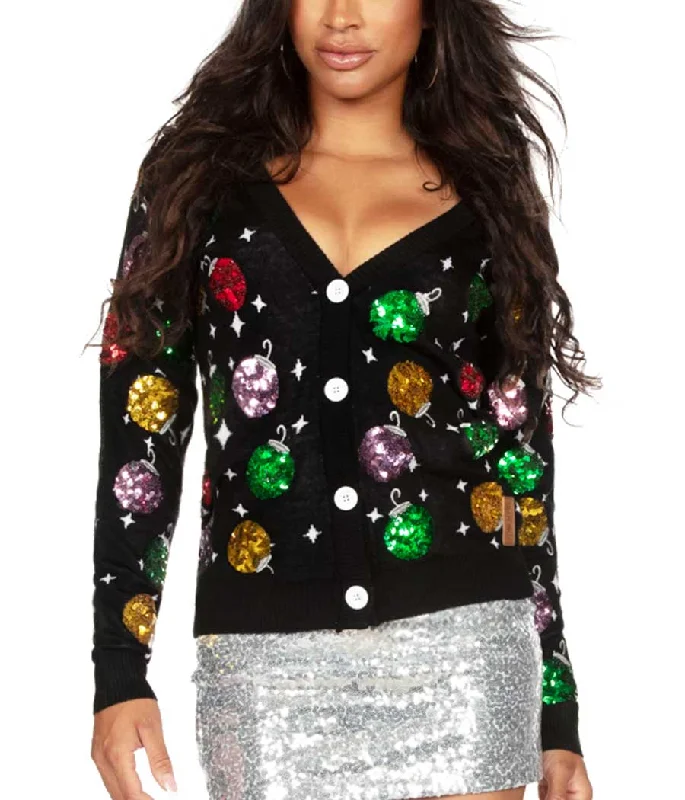 Women's Sequin Ornaments Cardigan Sweater Machine Wash Dry Clean Hand Wash