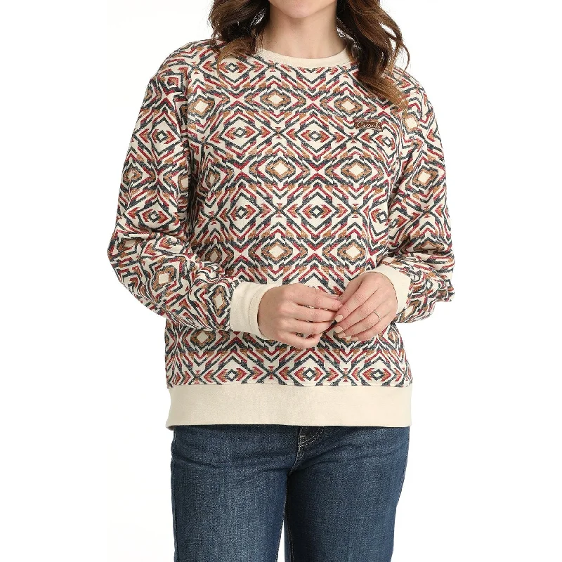 WOMEN'S PRINTED SWEATSHIRT - MULTI #MAK7905003 Hoodie with Side Slits Relaxed Casual