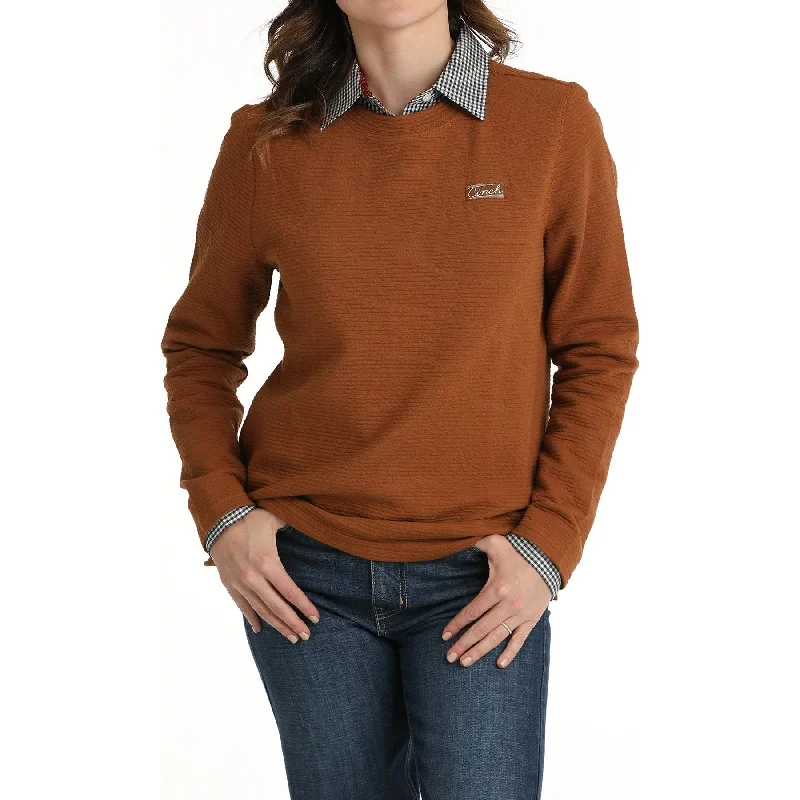 WOMEN'S TEXTURED SWEATSHIRT - COPPER #MAK9205001 Hoodie with Half-Zip Sporty Casual