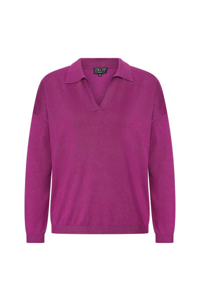 Zilch Bamboo Collared V-Neck Sweater Velvet Chenille Corduroy