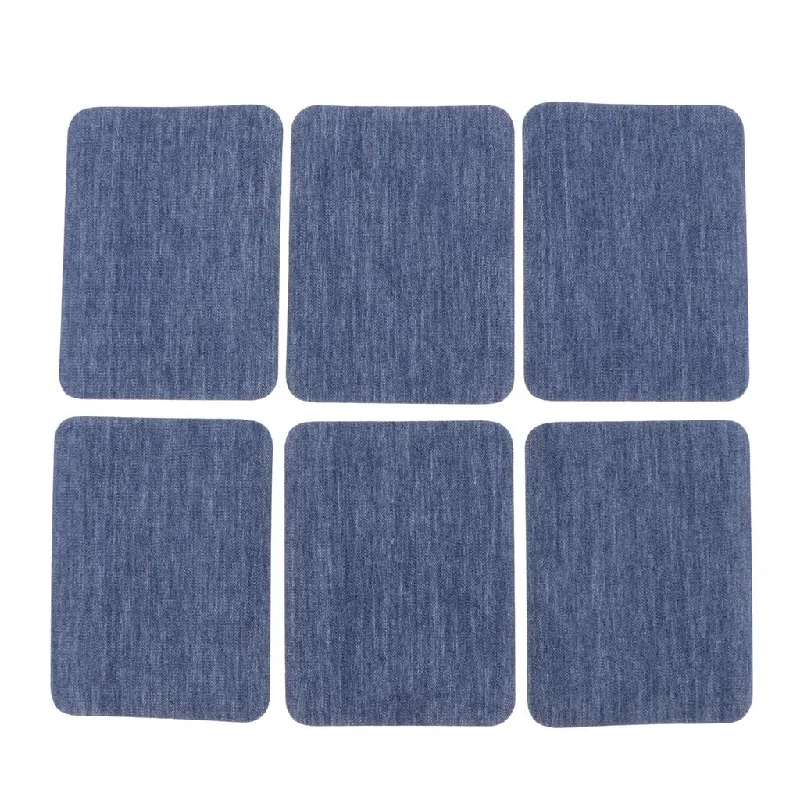 Max 6pcs Iron on Denim Patches for Jeans Clothing Jacket Repair Tool Blue Chic Double Waistband Jeans