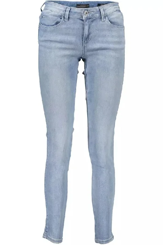 Light Blue Cotton Women Jeans Stylish Cargo Style Jeans