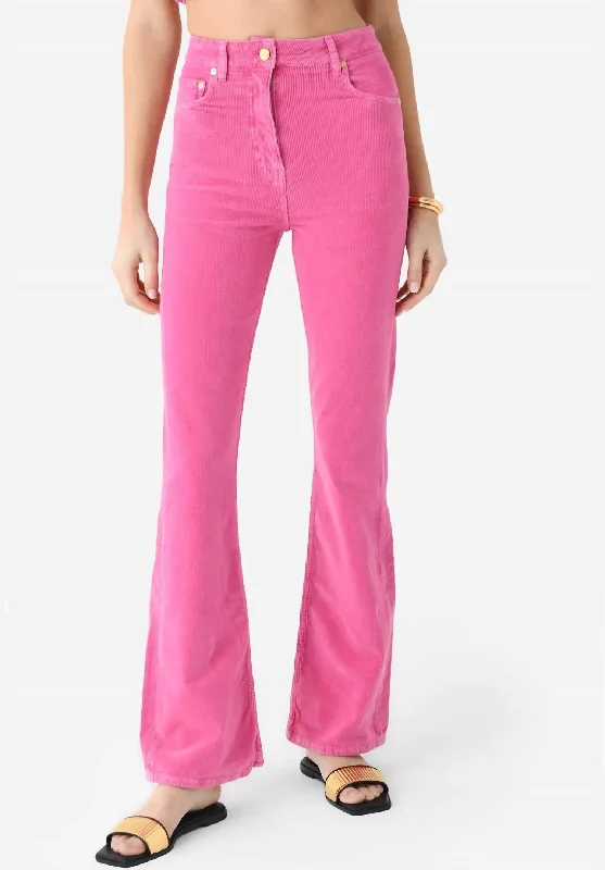 Corduroy Blend Flared Jean In Cone Pink Cozy Tencel Blend Denim Jeans