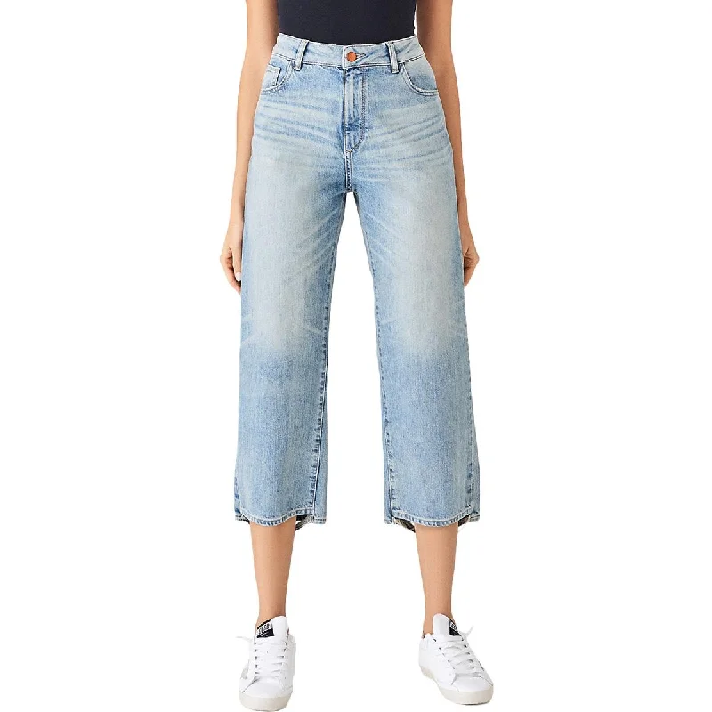 DL1961 Womens Hepburn Wide Leg Denim Cropped Jeans Comfortable Jogger Style Jeans