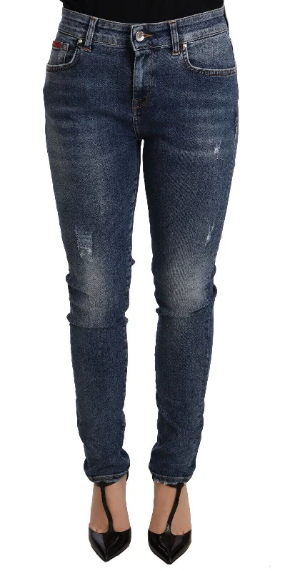 Dolce & Gabbana Elegant Slim-Fit Distressed Skinny Jeans Fashionable Button-Front Jeans