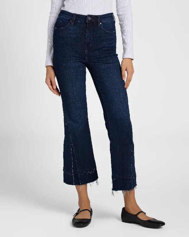 Hannah High Rise Crop Flare Leg Jeans Comfortable Low-Rise Jeans