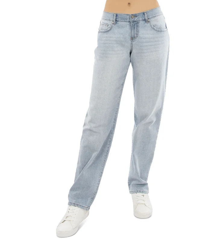 Juniors' Stretchy Low-Rise Baggy Faded Jeans Casual Loose Fit Jeans