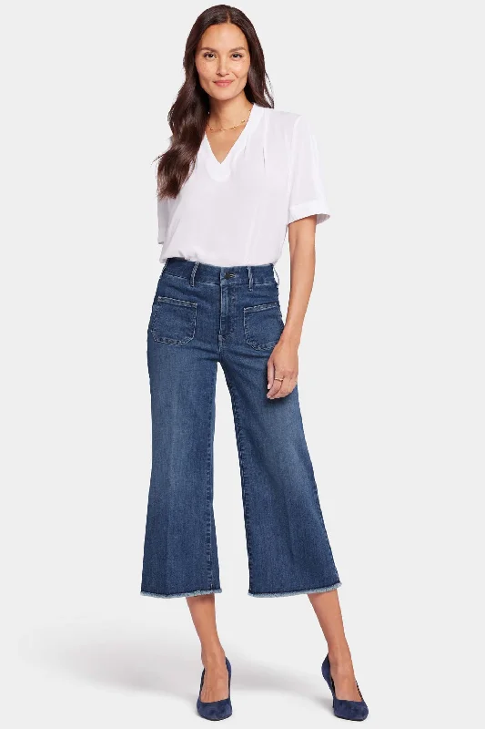 Patchie Wide Leg Capri Jeans In Petite - Fanciful Comfortable Mid-Rise Jeans