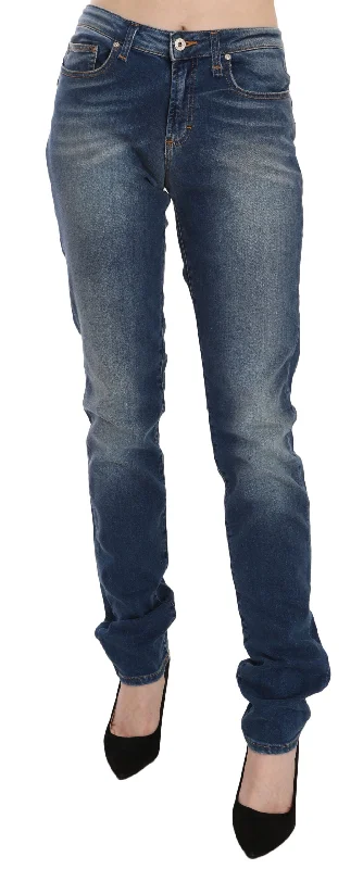 Svelte Mid Waist Slim Jeans In Vintage Blue Trendy Skinny Fit Jeans