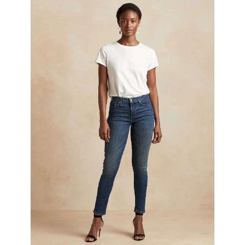 BR Mid Rise Blue Skinny Jeans Stylish High-Waisted Denim