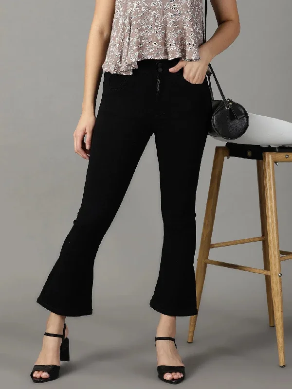 Women's Black Solid Bootcut Denim Jeans-LT-BT-105389-Black Chic Vintage-Inspired Denim Jeans