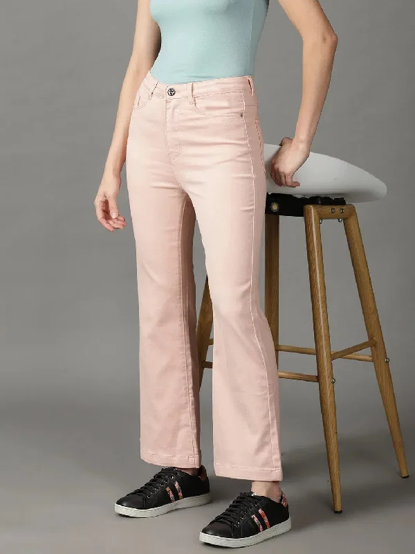 Women's Peach Solid Bootcut Denim Jeans-IM-10425-Peach Chic Ripped Jeans