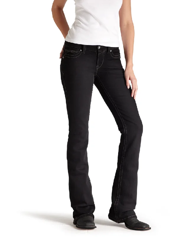 Womens Real Riding Jeans Comfortable Straight-Legged Denim