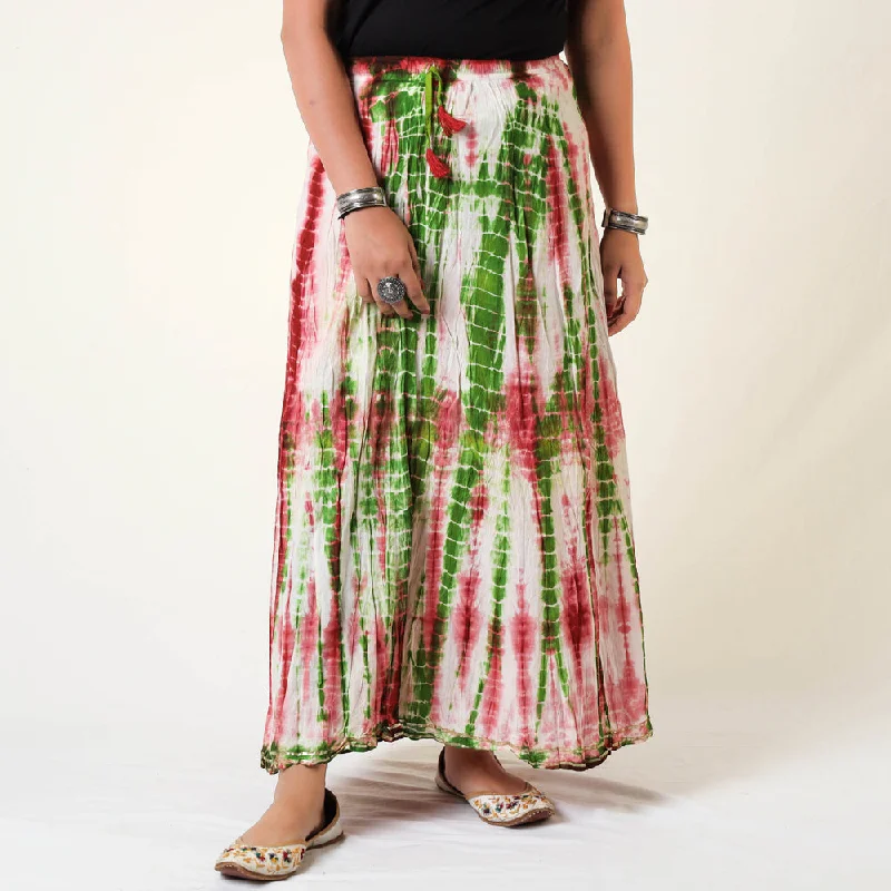 Multicolor - Shibori Tie-Dye Cotton Long Skirt linen skirt natural