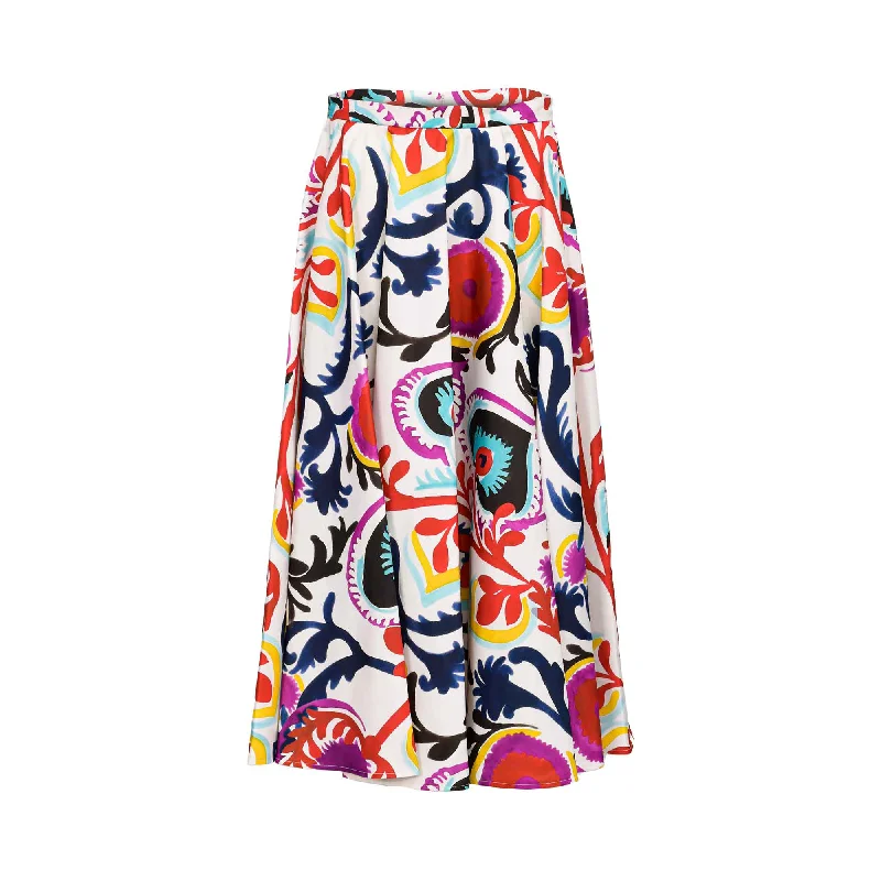 Sfizio Women's Long Mexico Print Skirt silk skirt sleek