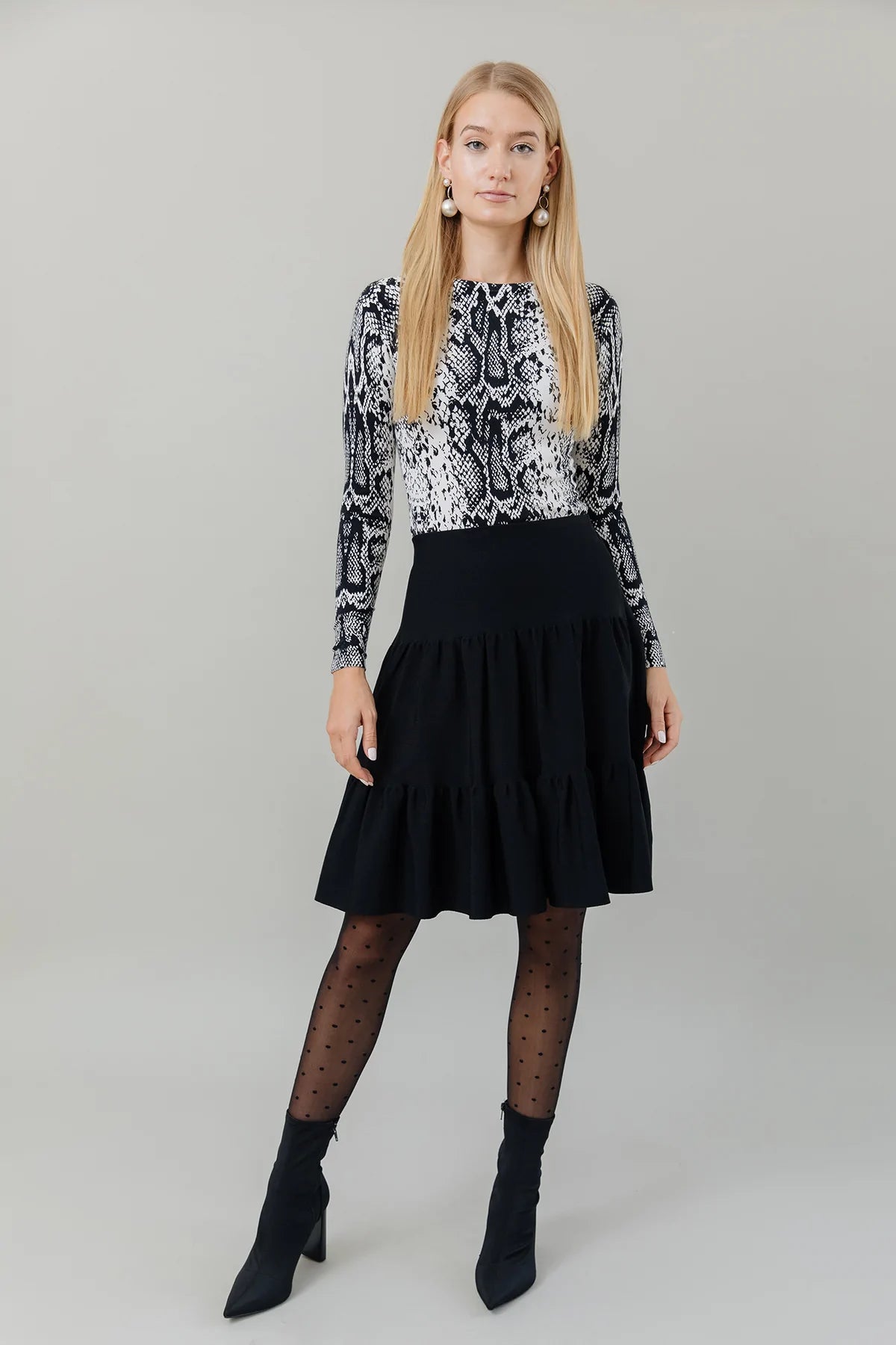 Apparalel Tiered Knit Skirt denim skirt durable