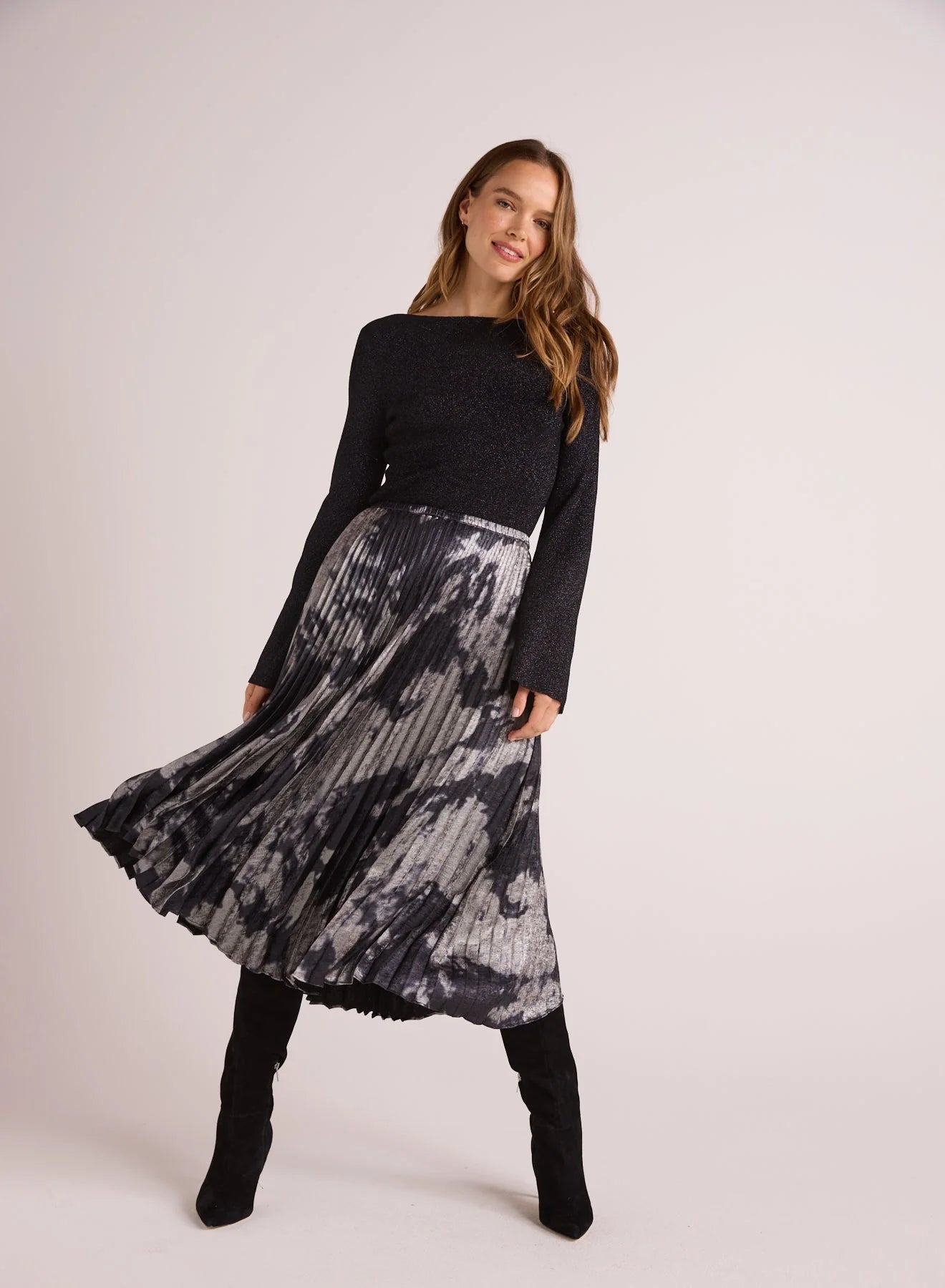 PLEATED MIDI SKIRT velvet skirt sumptuous