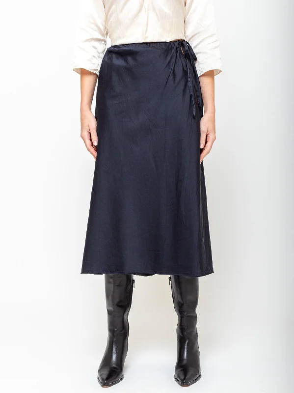 Bias Cut Skirt - Dark Navy chiffon skirt airy