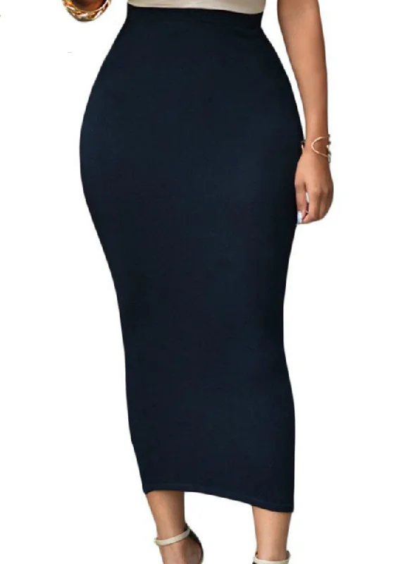 Bodycon Long Skirt Black High Waist Tight Maxi Skirts modal blend skirt