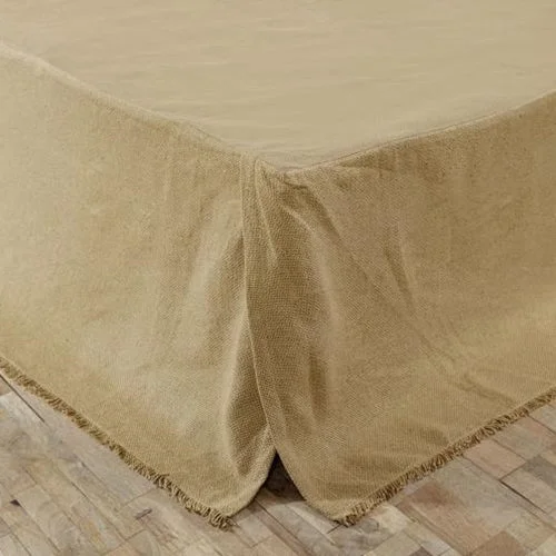 Burlap Fringed King Bed Skirt wool skirt breathable