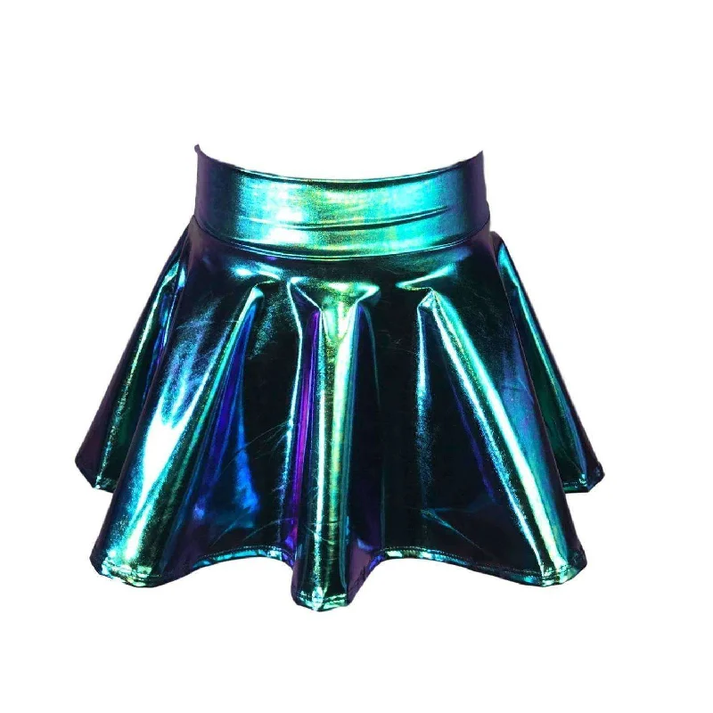 Children's Oil Slick Holographic Skater Skirt midi skirt versatile