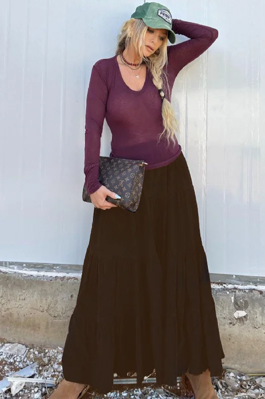 Corderoy skirt brown boho skirt vibe