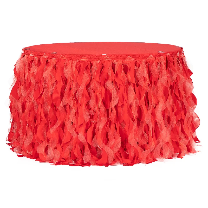 Curly Willow 14ft Table Skirt - Red belted skirt waist