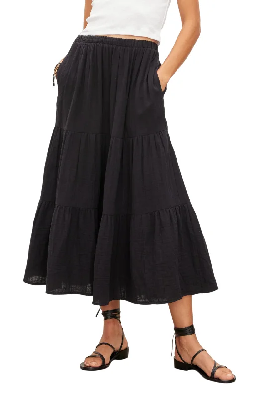 Danielle Tiered Skirt - Black chiffon skirt airy