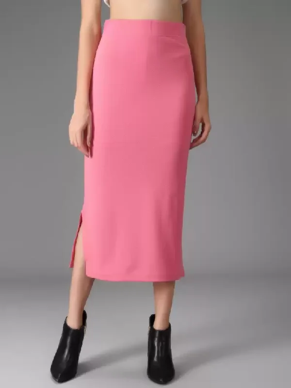 TANDUL  Women Solid Tube Pink Skirt silk skirt elegant