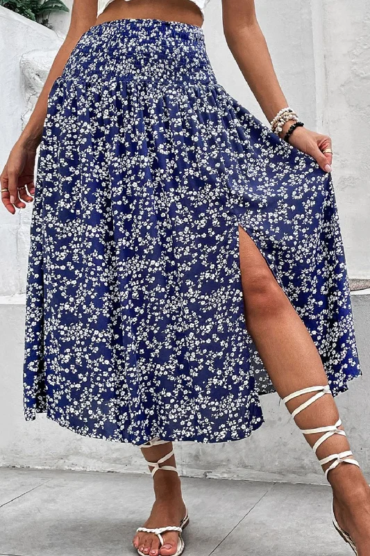 Ditsy Floral Slit High Waist Skirt chiffon skirt delicate