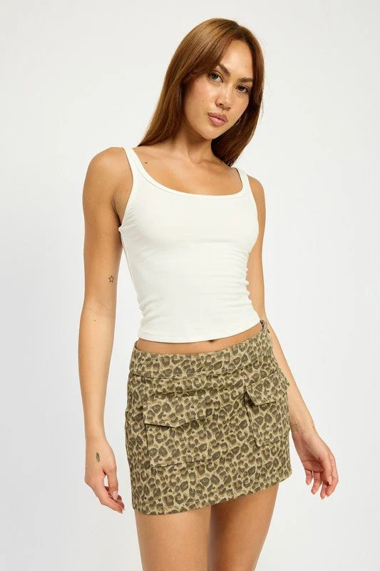 Front Pocket Mini Skirt ribbed skirt waist