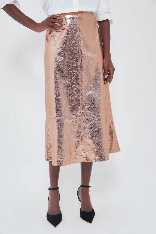 Gold Metallic London Skirt cashmere skirt rich