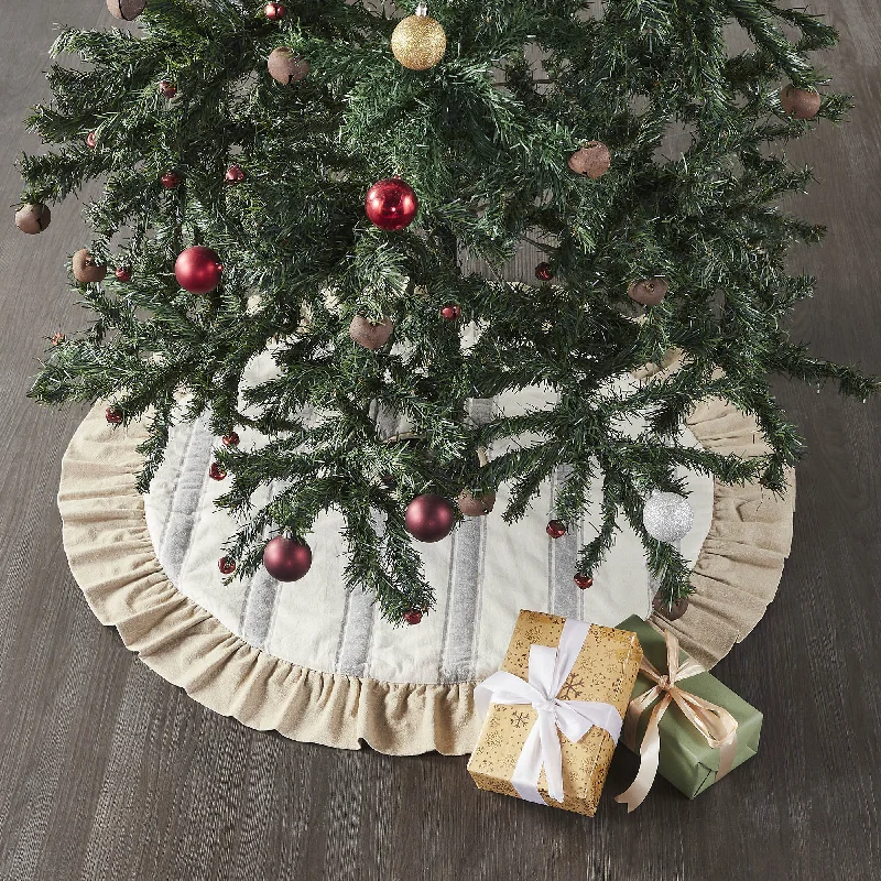 Grace Grain Sack Stripe Tree Skirt 36 pleated skirt texture