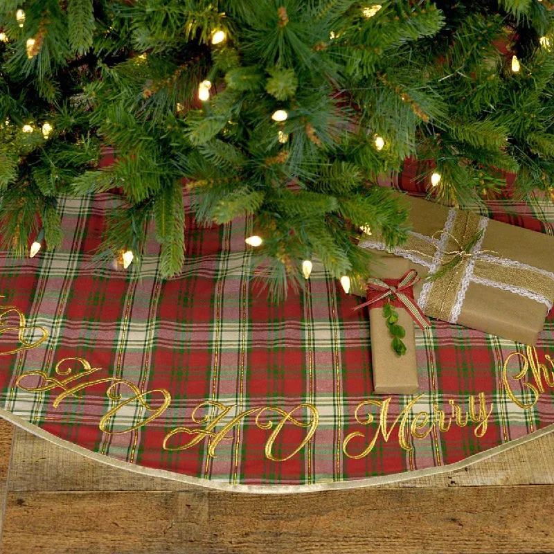 HO HO Holiday Christmas Tree Skirt 48 VHC Brands wool skirt thick