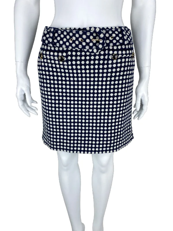 Juicy Couture, Women's Polka Dot Wool Skirt, Dark Navy/Ivory, Size 4 leather skirt sleek