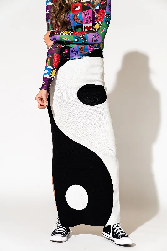 Opposites Attract Yin Yang Knit Maxi Skirt linen skirt natural