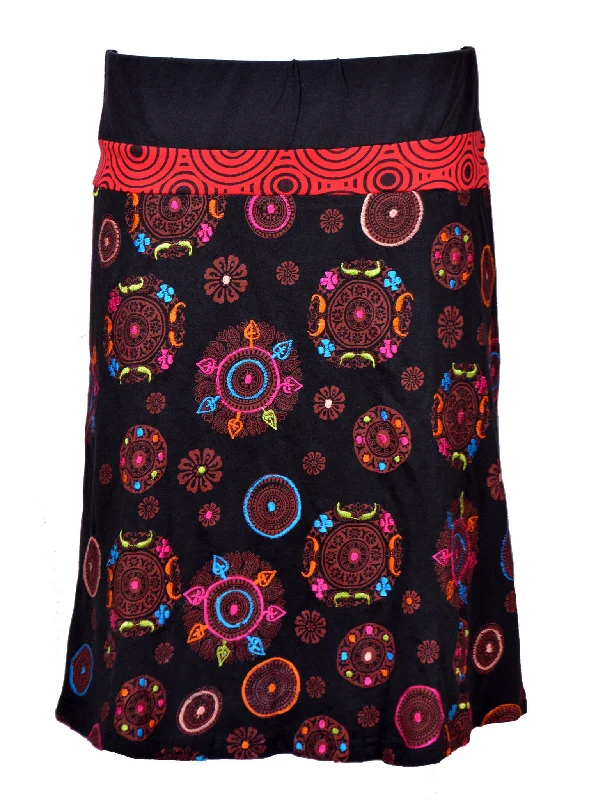 multicolored-mandala-embroidery-knee-length-skirt tulle skirt dreamy