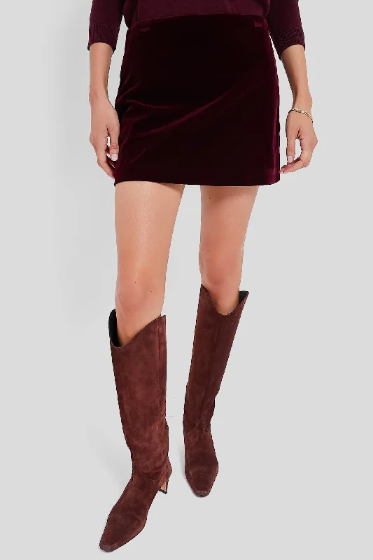 Oxblood Velvet Opal Mini Skirt athletic skirt fit