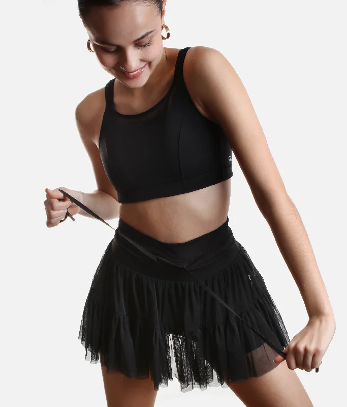 PIROUETTE SKORT in Black – Elegant & Ready to Move spandex blend skirt