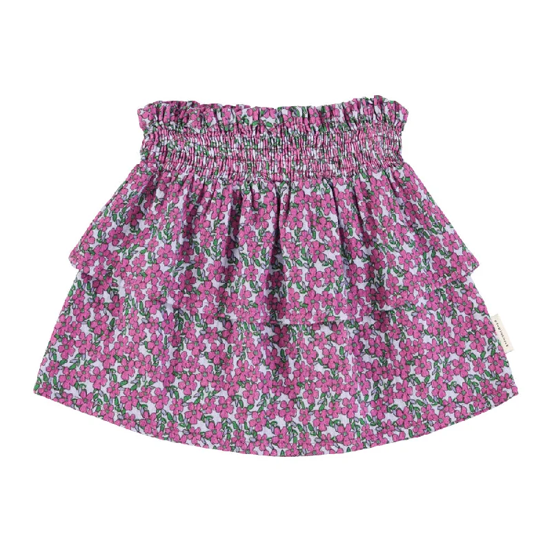 PIUPIUCHICK LILAC FLOWERS MINI SKIRT silk skirt lustrous