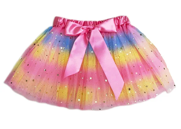 Rainbow Shiny Star Tulle Tutu Skirt casual skirt length