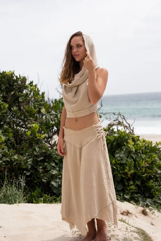 SAGE SKIRT CREAM leather skirt bold