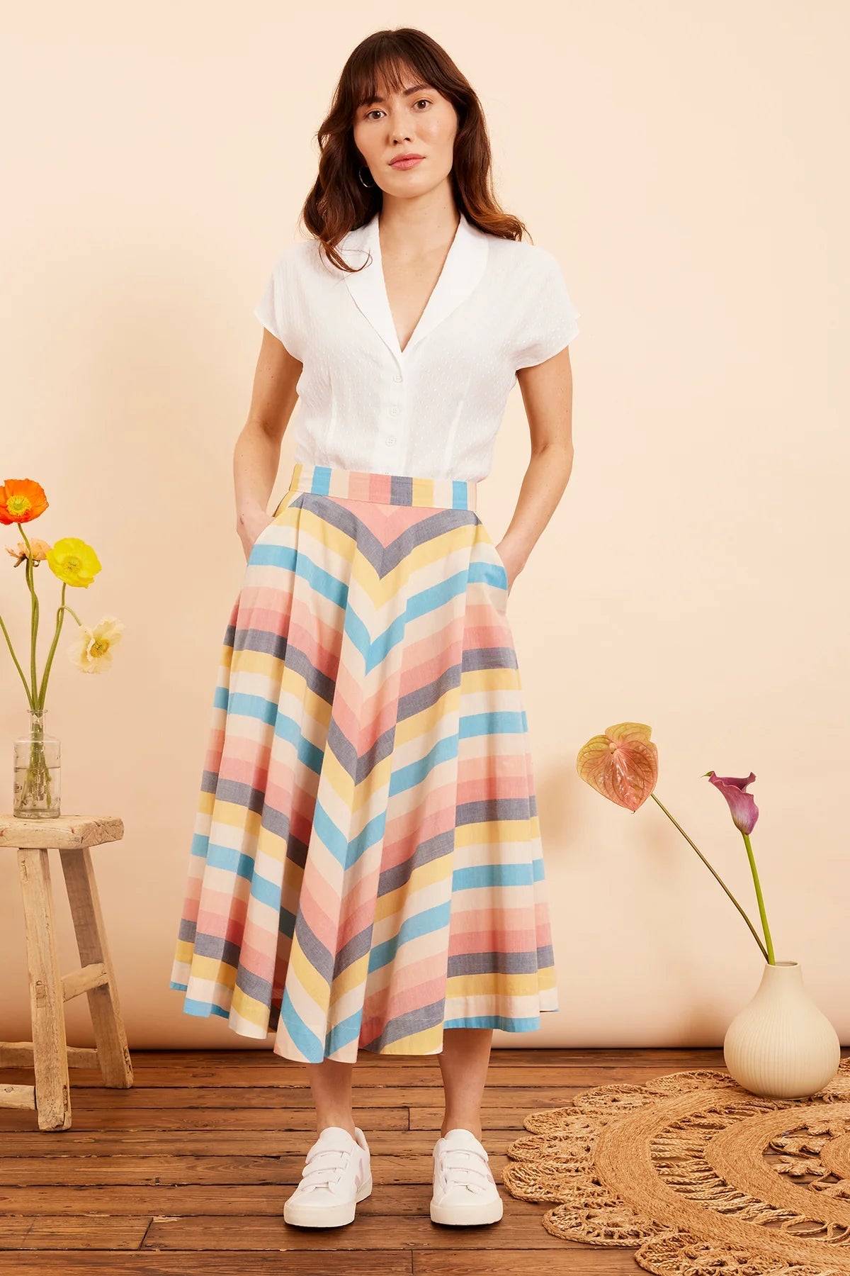 Sandy Indian Summer Stripe Skirt chiffon skirt delicate