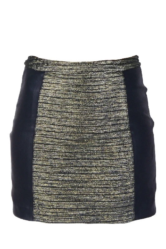 ALIA Black Gold Metallic Mini Skirt velvet skirt glossy