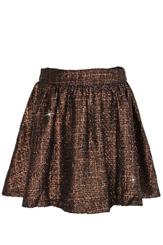 AZELIN Metallic Brown Mini Skirt wool skirt sturdy