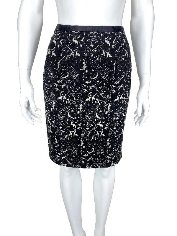 Talbots, Women's Abstract Printed Pencil Skirt, Black/Ivory, Size 4P (Petite) maxi skirt elegant