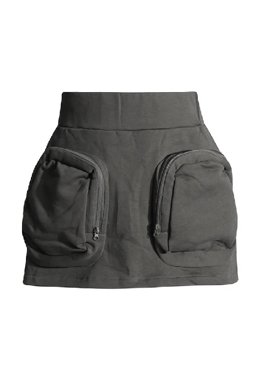 Unique Pocket In Pocket High Waist A Line Solid Color Micro Mini Cargo Skirt athletic skirt fit