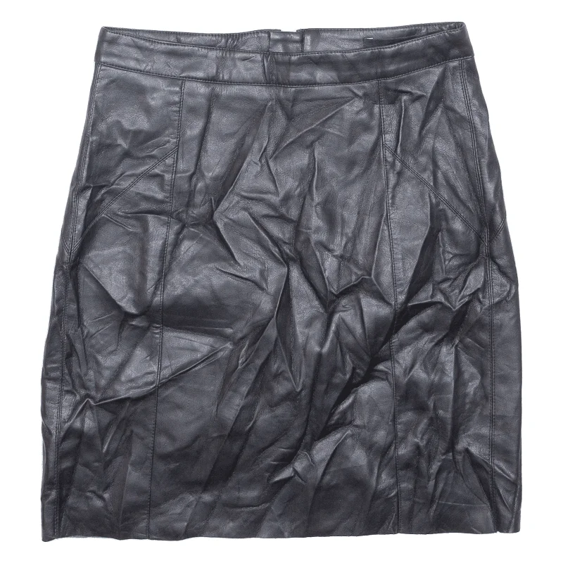 VERA MODA Faux Leather Womens Straight Skirt Black Short XS vintage skirt charm